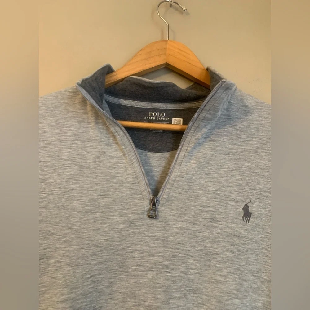 Polo Ralph Lauren Gray Pullover 1/4 Zip Sweatshirt Mens XL Cotton Blend